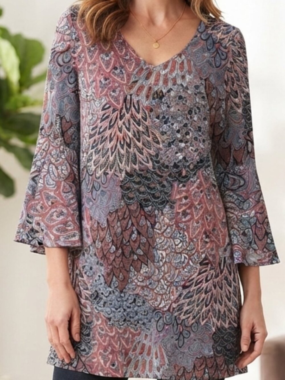 MSK Paisley Print Bell Sleeve Dress
